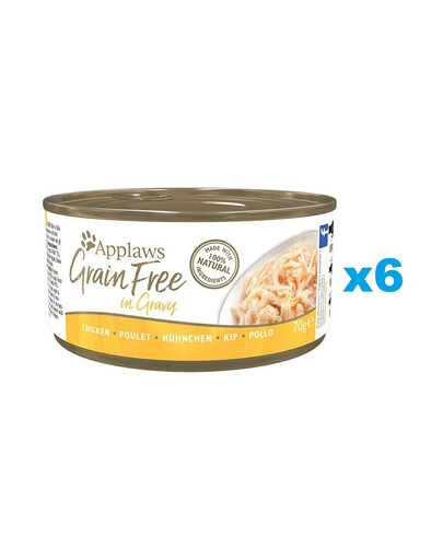 APPLAWS Cat Tin Grain Free - Poulet en sauce sans céréales - 6x70 g