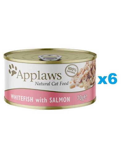 APPLAWS Cat Tin - Poisson blanc et saumon en bouillon - 6x70 g