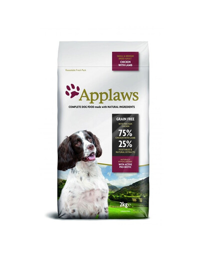 APPLAWS Dog Dry Adult Poulet et agneau pour les races petites et moyennes 2 kg