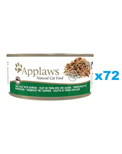 APPLAWS Cat Tin Adult - Filet de thon avec algues en bouillon - 72x156 g