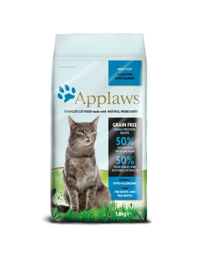 APPLAWS Cat Dry Adult - Poisson d'océan et saumon sans céréales - 1,8 kg