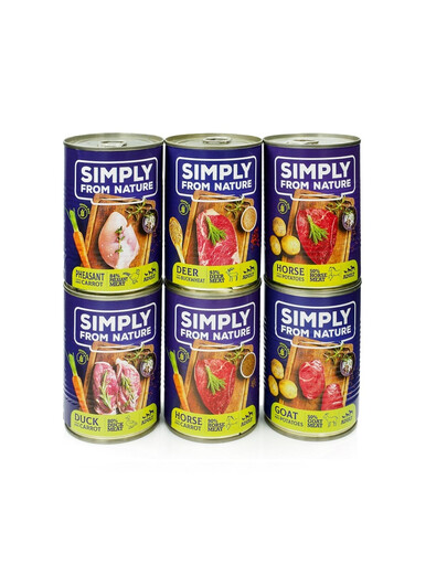 SIMPLY FROM NATURE Sélection de saveurs de nourriture humide pour chiens 5 x 400g