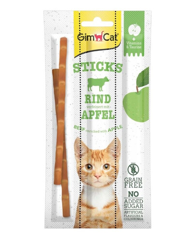GIMCAT Sticks Beef&Apple 3 bâtonnets de bœuf et de pommes