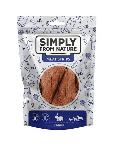 SIMPLY FROM NATURE Meat Strips - Bandes de diande de lapin pour chiens - 80 g
