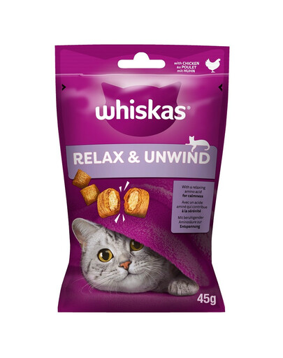 WHISKAS Relax & Relieve 45 g de friandises au poulet pour chats