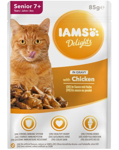 IAMS Cat Senior All Breeds - Poulet en sauce pour chats âgés - 85 g