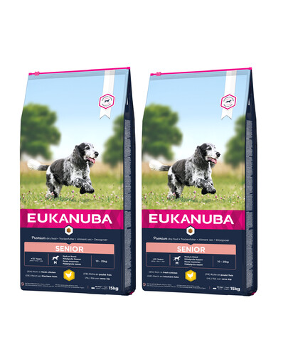 EUKANUBA Caring Senior Medium Breed riche en poulet frais 30 kg (2 x 15kg)