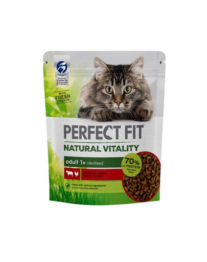 PERFECT FIT Natural Vitality 1+ avec boeuf et poulet 6x650 g - nourriture sèche pour chats adultes
