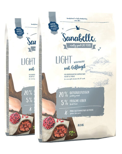 SANABELLE Light - viande de volaille - chats souffrant de surpoids - 20 kg (2 x 10 kg)