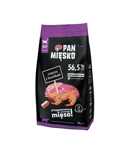 PAN MIĘSKO - Veau et crevettes pour chats adultes - 1,6kg