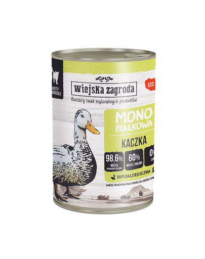 WIEJSKA ZAGRODA Nourriture humide monoprotéinée au canard pour chats - 400g