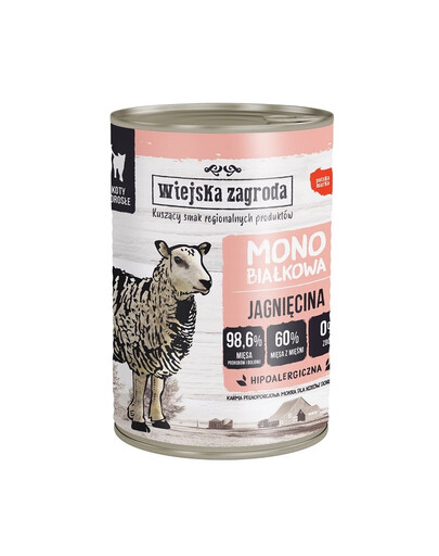 WIEJSKA ZAGRODA Nourriture humide monoprotéinée à base d'agneau pour chats - 400g