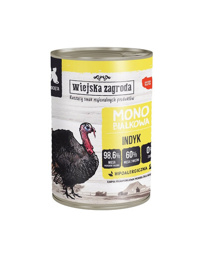 WIEJSKA ZAGRODA Nourriture humide monoprotéinée à la dinde pour chatons - 400g