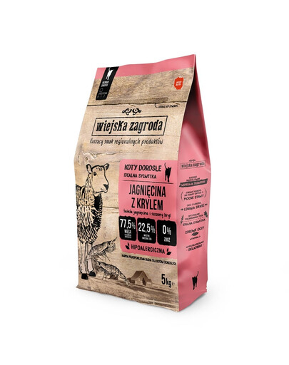 WIEJSKA ZAGRODA - Agneau avec krill pour chats adultes - 5 kg