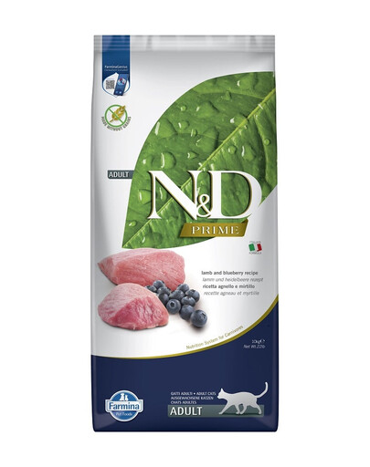 FARMINA N&D Prime lamb & blueberry adult cat - Agneau & Myrtille pour chats adultes - 10 kg