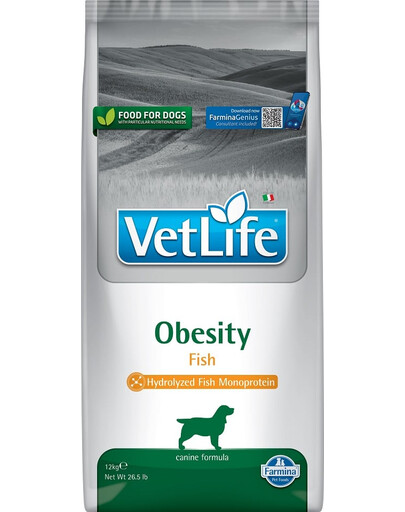 FARMINA VetLife Obesity Fish - nourriture diététique au poisson pour chiens adultes diabétiques - 12 kg