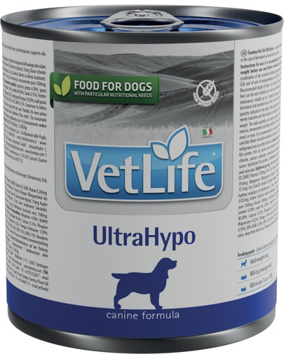 FARMINA Vet Life Natural Diet Dog UltraHypo Aliment hypoallergénique pour chiens adultes 300 g