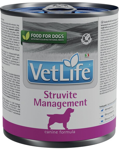 FARMINA Vet Life Natural Diet Dog Struvite Management Aliment humide contre la formation de calculs de struvite pour les chiens adultes 300 g