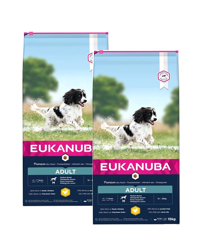 EUKANUBA Active Adult Medium Breed riche en poulet frais 30 kg (2 x 15kg)