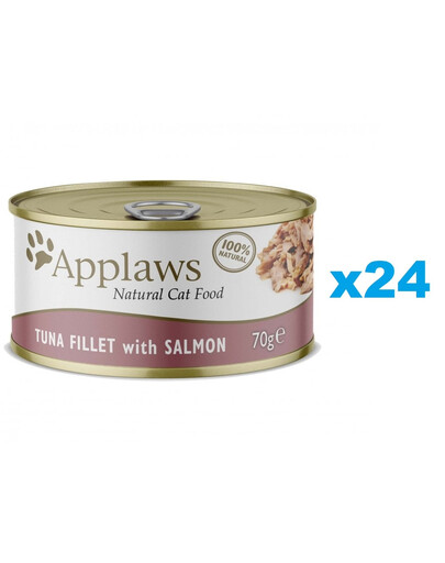 APPLAWS Cat Tin -Filet de thon et saumon en bouillon - 24x70 g