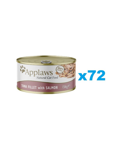 APPLAWS Cat Tin - Filet de thon et saumon en bouillon - 72x156 g
