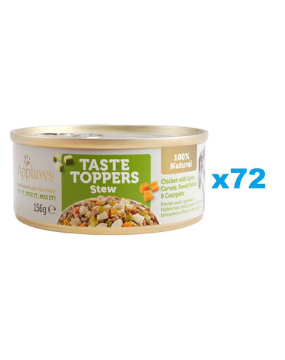 APPLAWS Dog Tin Taste Troppers - Ragoût de poulet, agneau et légumes - 72x156 g