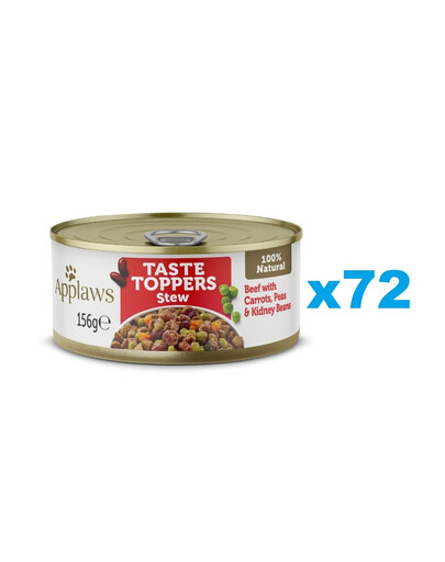 APPLAWS Dog Tin Taste Toppers - Ragoût de bœuf et légumes - 72x156 g