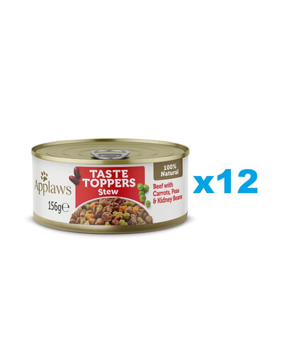 APPLAWS Dog Tin Taste Toppers - Ragoût de bœuf et légumes - 12x156 g