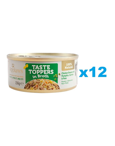 APPLAWS Dog Tin Taste Toppers - Blanc de poulet et légumes en bouillon - 12x156 g
