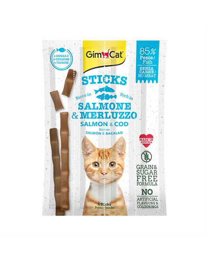 GIMCAT Sticks Salmon&Trout - Bâtonnets de saumon et de truite - 4 pièces