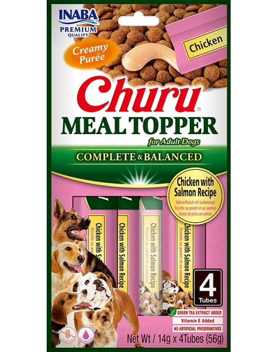 INABA Dog Meal Topper Chicken&Salmon Garniture de repas au poulet et au saumon 4x14 g