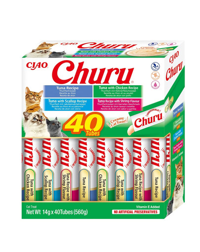 INABA Churu Variety Seafood Mélange de saveurs avec thon 40x14 g (560 g)