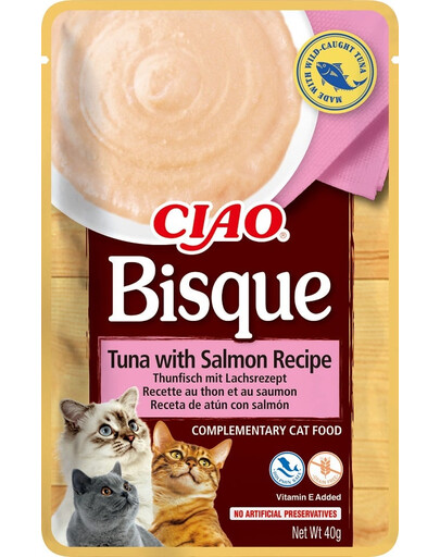 INABA CIAO Bisque Crème de thon et de saumon pour chats 40g