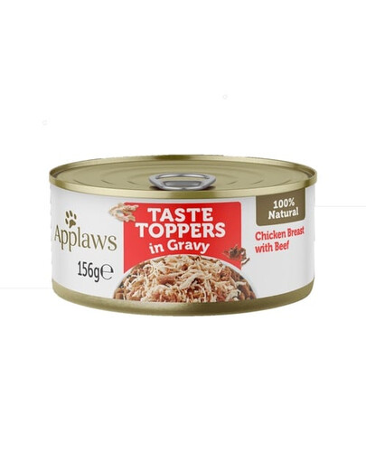 APPLAWS Dog Tin Taste Toppers - Nourriture humide de blanc de poulet avec du bœuf en gelée - 156 g