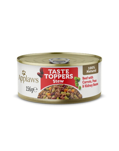 APPLAWS Dog Tin Taste Toppers - Nourriture humide Ragoût de bœuf, carottes et petits pois - 156 g
