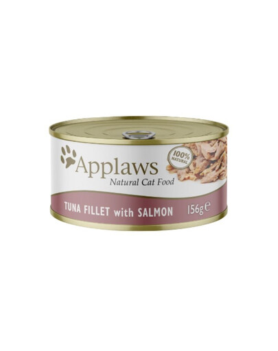 APPLAWS Cat Tin - Nourriture humide Filet de thon et saumon en bouillon - 156 g