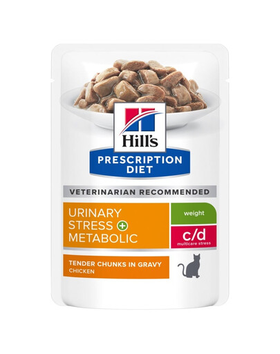 HILL'S PRESCRIPTION DIET c/d Multicare Stress + Metabolic nourriture humide pour chats avec du poulet 12x85g en sachets