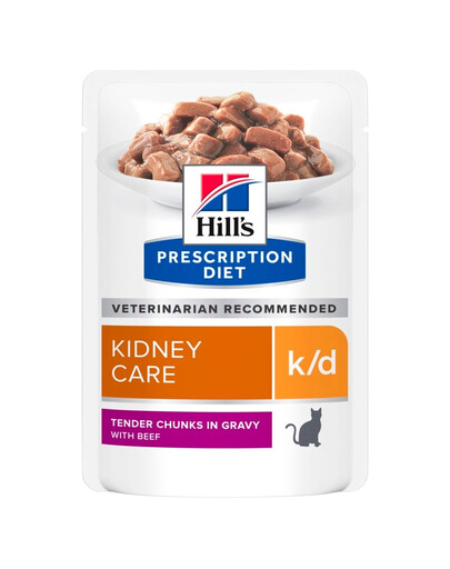 HILL'S Prescription Diet Feline k/d au bœuf 12x85 g en sachets