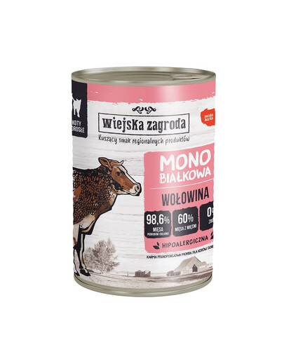 WIEJSKA ZAGRODA Nourriture humide monoprotéinée au bœuf pour chats - 400g