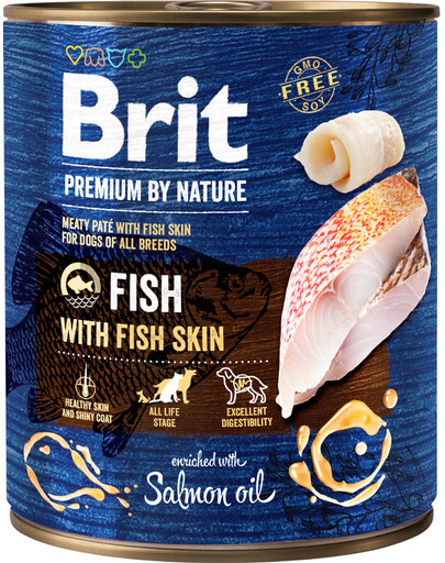 BRIT Premium by Nature Fish&Fish Skin - nourriture naturelle pour chiens à base de poisson et de peau de poisson - 800 g