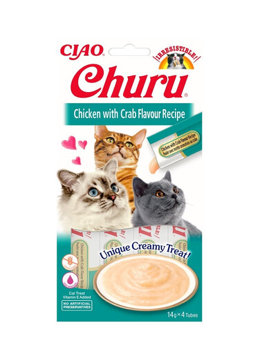 INABA Churu Cat friandise crémeuse au poulet et au crabe pour chats 56 g