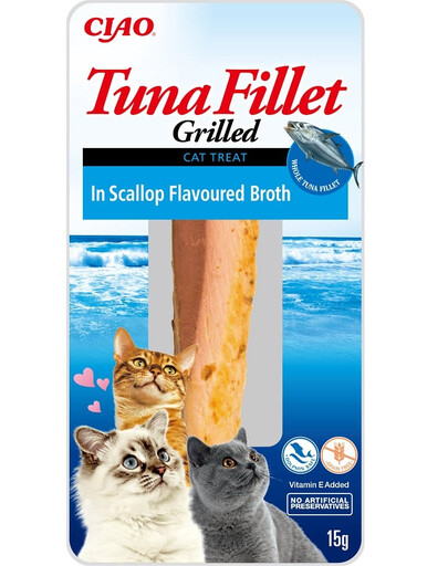 INABA Tuna fillet in scallop broth - filet de thon grillé dans bouillon avec noix de Saint-Jacques pour chats - 15g