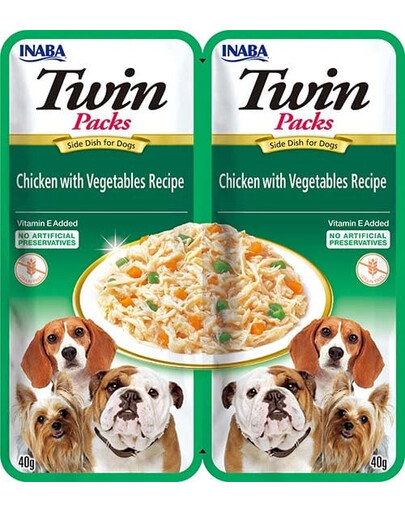 INABA Dog Twin Aliment humide avec poulet et légumes 2x40 g