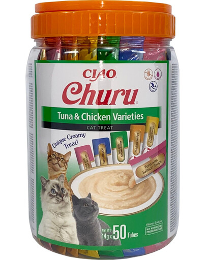 INABA Churu Tuna&Chicken Variety Mélange de saveurs avec poulet et thon 50x14g (700g)
