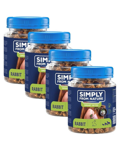SIMPLY FROM NATURE Smart Bites - Friandises de viande de lapin pour chiens - 4x130 g