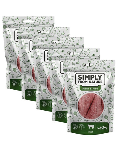 SIMPLY FROM NATURE Meat Strips - Bande de viande de boeuf pour chiens - 5x80 g