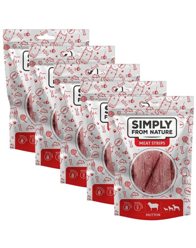 SIMPLY FROM NATURE Meat Strips - Bande de viande de mouton pour chiens - 5x80 g