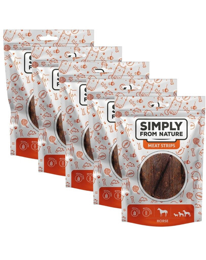 SIMPLY FROM NATURE Meat Strips - Bandes de viande de cheval pour chiens - 5x80 g