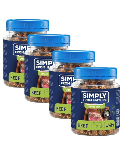 SIMPLY FROM NATURE Smart Bites - Friandises de bœuf pour chiens - 4x130 g