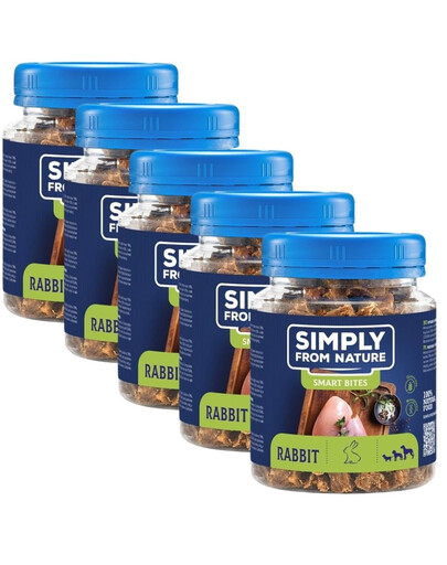 SIMPLY FROM NATURE Smart Bites - Friandises de lapins pour chiens - 5x130 g